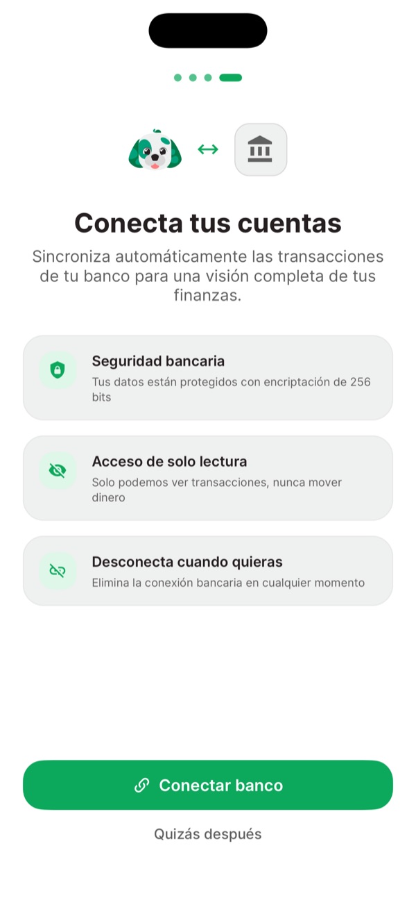 Pantalla de Fido para conectar tus cuentas bancarias de forma segura